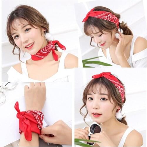 Bandana kerchief Unisex Hip Hop Fashion Accessories Headband Bohemian Print Hair Bands For Girls Women Kids Square Scarf Turban