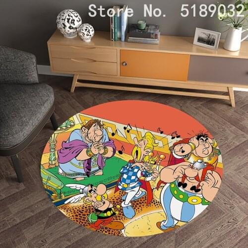 The Adventures of Asterix Round Carpet for Living Room Bedroom 3D Print Funny Character Floor Mats Bathroom Area Rugs Floor Rugs