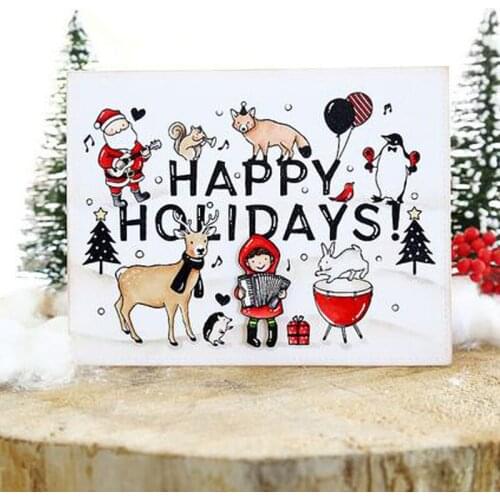 Happy Holidays Transparent Clear Silicone Stamp/Seal for DIY ScrapbookingPhoto Album Decorative Cards Making Clear Stamps 4x6in