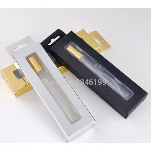 50pcs/lot 5ML 10ML Empty Glass Spray Bottle Portable Parfum Refillable Bottle Perfume Sample Atomizer with Packing Box