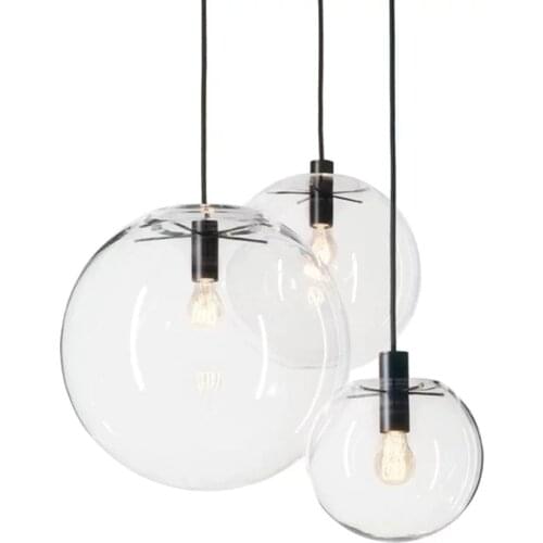 Modern Nordic Lustre Globe Pendant Lights Fixture Home Deco Glass Ball Pendant Lamp DIY E27 Suspension Clear Glass Hanging Lamp