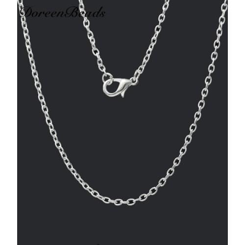 DoreenBeads Jewelry Necklace silver color Cable Chains Lobster Clasp 62cm(24 3/8") long, 12 PCs