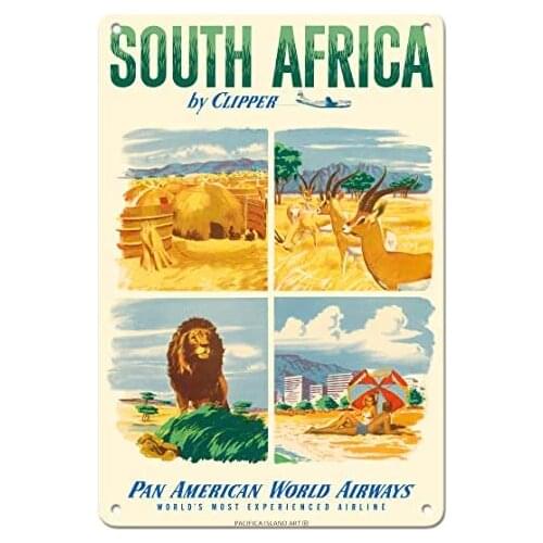 South Africa by Clipper - Pan American World Airways - Airlinec.1951 Metal Tin Sign