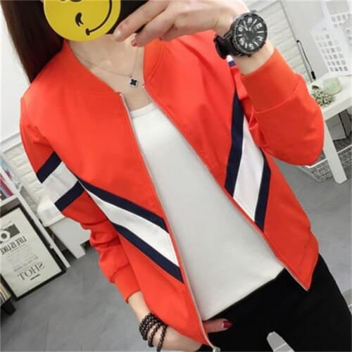 2018 spring and autumn womens new Korean version of Slim short paragraph jacket leisure wild simple baseball uniform jacket