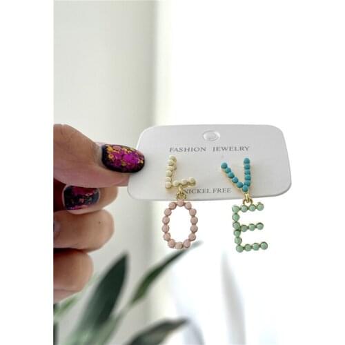 Female Hanging Earings Korea Jewelry Letter Pearl Love Earrings Fashion Jewelry Korea Hot Fashion Jewelry Simple Compact Letter