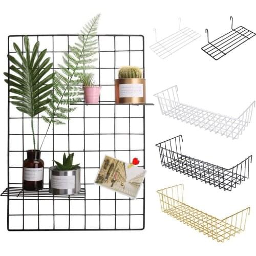 1 pcs Black Wall Decoration Iron Frame Hanging Rack Wall Display Storage Box Multifunction Mesh Wire Metal Wall Shelf