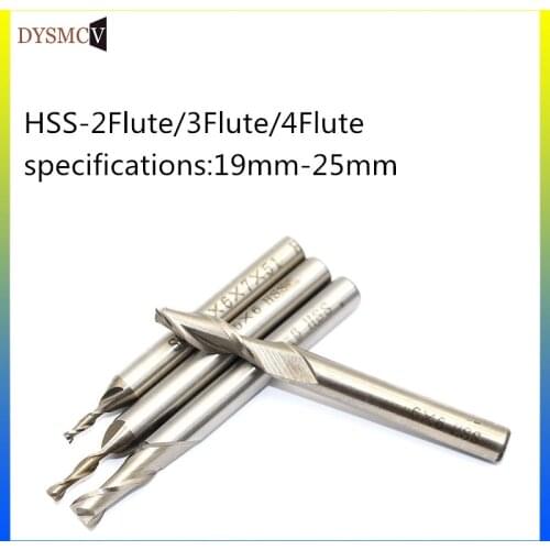 1 piece HSS end mill19mm 20mm 21mm 22mm 24mm 25mm 2 flute 3 flute 4 flute HSS end mill cutter CNC