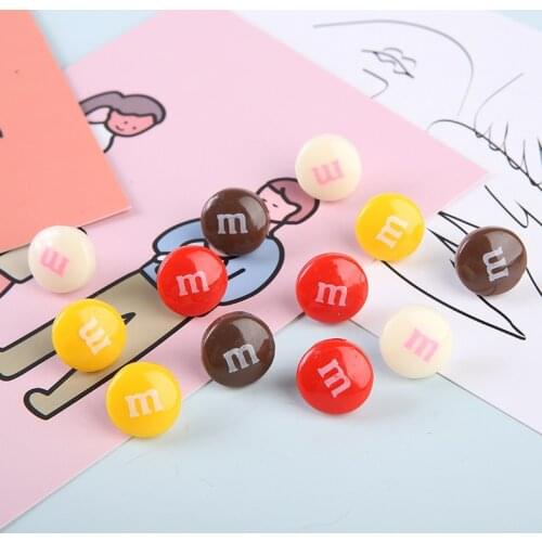 12pcs/box classic M jelly bean series pushpins colorful chocolate bean pushpins childrens stationery gifts decoration