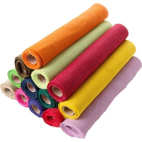 13 Colors Jute Burlap Fabric Ribbon Roll DIY Sewing Craft Tablecloth Home Decoration