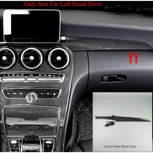 Carbon Fiber Color Center Console Dashboard Trim Strips 2Pcs ABS For Mercedes Benz C Class W205 180 200 GLC X253 260 2015-18 LHD