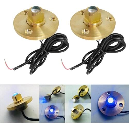 2Pcs Brass Boat Drain plug LED light Garboard Yacht Underwater Light Lamp