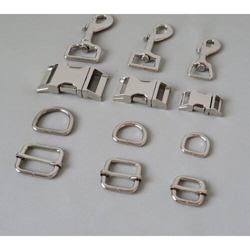 20Sets/Lot Wholesale Dog Collar Leash Metal Buckles D Ring Straps Clasp Bag Backpack Outdoor Hardware Sewing Garment Accessory