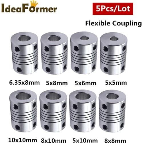 5Pcs D19L25 5x5/6/8/10mm 6.35x8mm 8x8/10mm 10x10mm Aluminum Z Axis Flexible Coupling For 3D Printer Stepper Motor Shaft Coupler