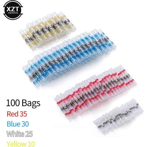 50/100pcs Waterproof Heat Shrink Connectors Cord/Cable Terminal Solder Ring Tube Set Insulated Wire Butt Protection Cover Sleeve