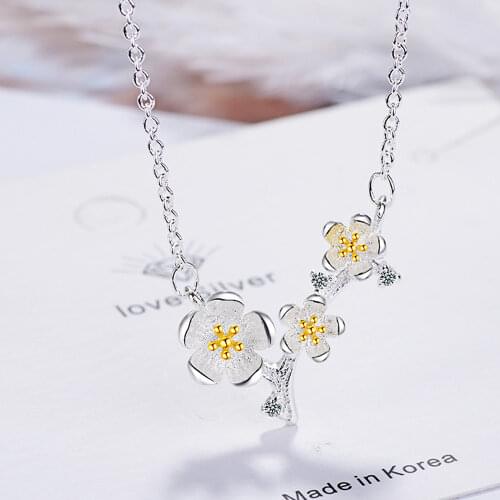 925 sterling silver fashion flower Pendants and necklaces for women Wedding Engagement Party jewelry 2021 free shipping BaaGou