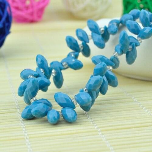 Crystal Jewelry DIY Beads 100pcs 6x12mm Tear Drop Porcelain Spacer Beads Sky Blue Color Fit Jewelry Craft Making