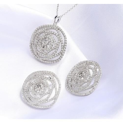 Trendy Dainty Rose Pendant Link Chain Choker Necklace earring Stackable for women Wedding Jewelry set Bijoux Wholesale D1327