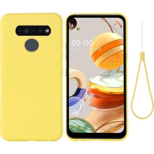 For LG K41S K51S K50S K61 liquid Silicone Soft Case Cover Shell Back Cover With Strap Shockproof