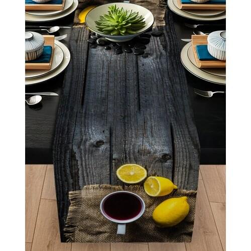 Runner cover table Living Room Kitchen grey color lemon drink patterned micro fabric cover runner pattern Free Shipping
