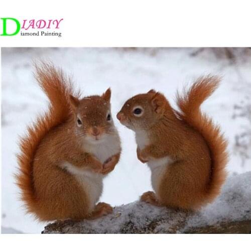 DIADIY 5D Diamond Painting Animals Squirrel Diamond Embroidery Full Square Diamond Mosaic Cross Stitch Landscape Home Decor