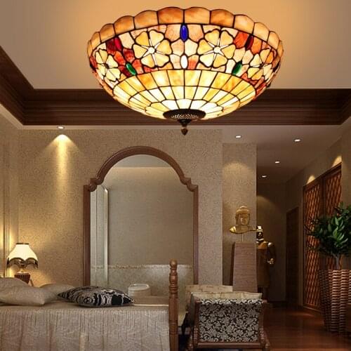 Europe modern tiffany ceiling light shell bedroom balcony hallway ceiling lamp 20inch