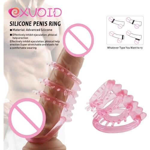 EXVOID Penis Sleeve Dildo Enlargement Sex Toys for Men Penis Erection Delay Ejaculation G-spot Massager Cock Keel Ring