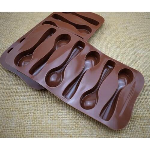 Chocolate Mold 6-Cavity Scoop Shaped Silicone Mold Non-Stick Candy Mold Cookie Bake Mold DIY Baking Tool Ice Cream Tool