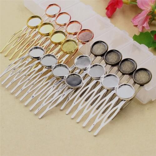Fit 12mm cabochons Copper+iron Comb Hairpins Blank Cabochon settings Hair Clips DIY Making accessories 40x55mm 3pcs K05254