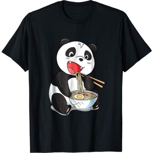 Kawaii Japanese Panda Cat Ramen Shirt | Giant Panda Gift Tee 2019 New Fashion Skate T Shirt O Neck Slim Fit Tops Tees