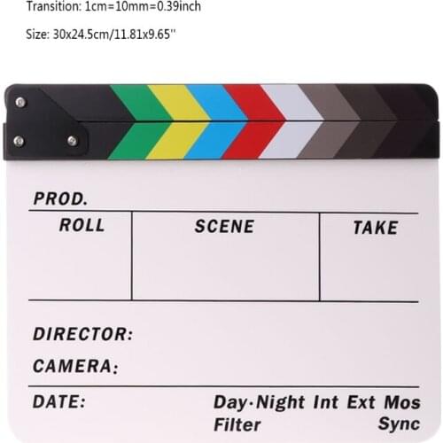 Colorful Clapper Board Acrylic Dry rub Director TV Movie Film Clapboard Tools