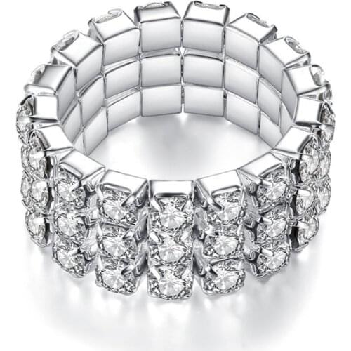 Fashion Popular Inlaid Zircon Elastic Ring Creative Exquisite Alloy Ring Jewelry Friends Family Gift