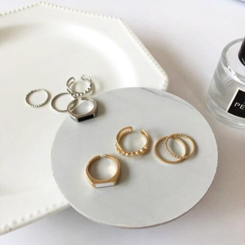 Fashion Geometric Hiphop Wedding Ring Set for Couple Metal Ring Women