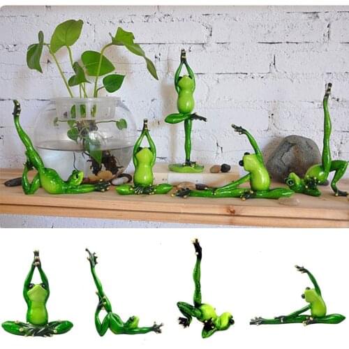 Set 4Pcs Yoga Frog Figurine Statue Resin Animal Craft Decorative Ornament for Home Office Desktop Decoration Collectable Gifts