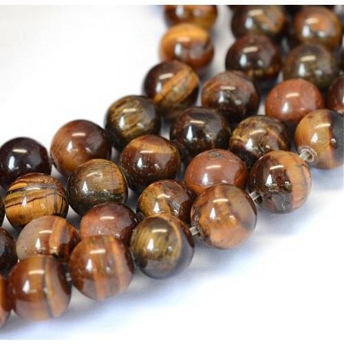 Grade AB Natural Tiger Eye Round Bead Strands, 8~8.5mm, Hole: 1mm; about 47pcs/strand, 15.5"