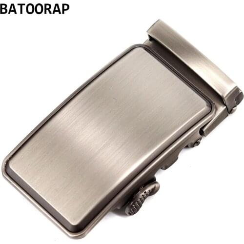 2021 New Gray Belt Buckle Automatic Business Solid Alloy Click Buckles Wire Drawing Process Fits In 3.5 CM Ratchet Belt
