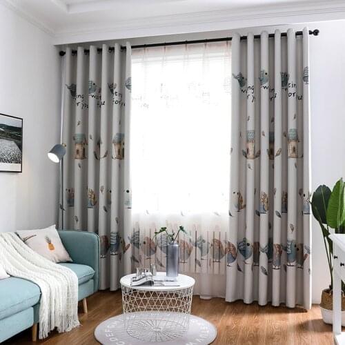 The New Fashion Simple Printing Blackout Curtains Shade Soundproof Cartoon Childrens Bedroom Curtains