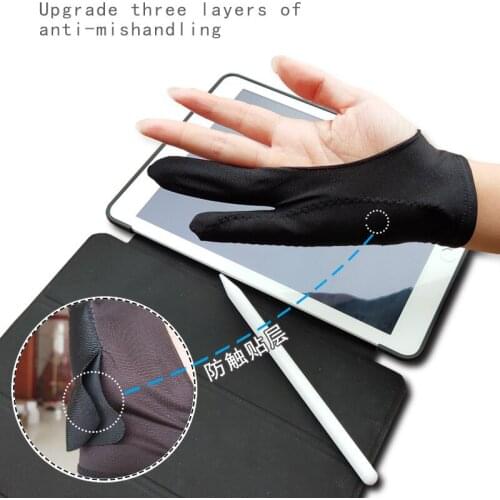 Upgrade three-layer anti-mistouched two-finger gloves for universal passive capacitive pens