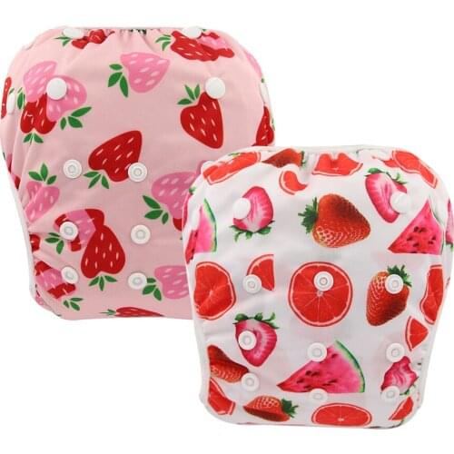 Baby Reusable Diapers 2PCS Print Swim Diapers Baby Boys Girls Swimwear Children Adjustable Summer Swimming Nappy Pants Diaper