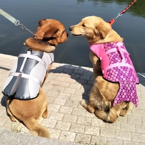Dog Life Vest Mermaid Pet Life Jacket Dog Clothes Dogs Swimwear Pets Swimming Suit Dog Lifesaver Shark Vests with Rescue Handle