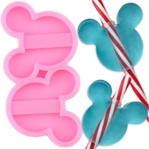 Disney Mickey Silicone Straw Topper Mold Mouse Head Epoxy Resin Molds DIY Cake Decorating Tools Candy Chocolate Fondant Moulds