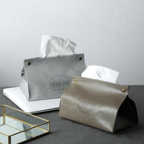 Creative Home Furnishing PU Material Tissue Box Nordic Desktop Napkin Storage Box Car Tissue Box