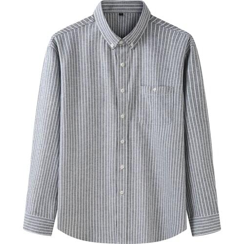 2020 Spring and Autumn New Large size 7XL 8XL 10XL Mens long sleeve shirt business casual Oxford striped mens shirt
