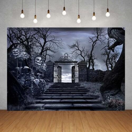 Stairs to the Graveyard Halloween Vinyl Photography Backdrops for Photo Studio Photographic Backgrounds Baby Children Photocall