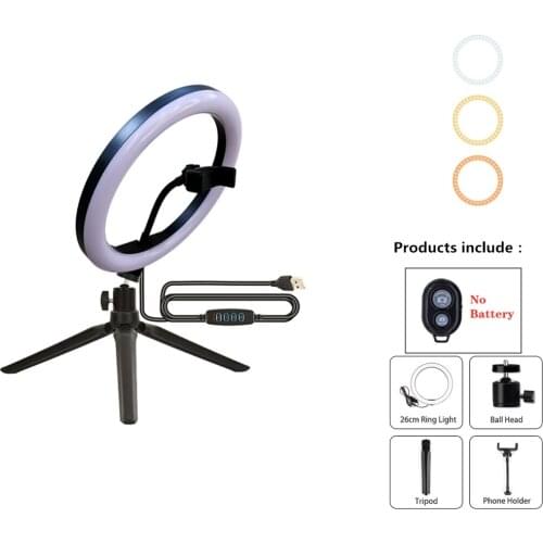 10inch 26cm Dimmable LED Selfie Ring Light USB ring lamp Photography Light with Phone Holder Desktop Stand for Makeup Youtube