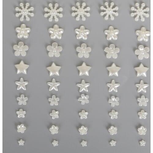 100-200pcs Imitation Pearls Flatback Flower Star Beads DIY Crafts Material Wedding Party Home Decoration Handmade Loose Beads