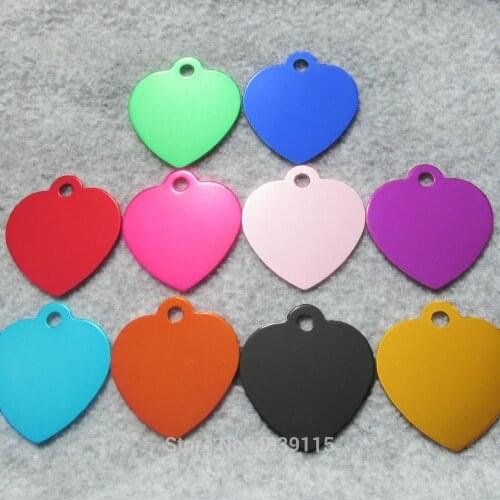 100pcs/lot Aluminum Heart Pet ID Tags Blank Dog Tags Cat Name Tags Wholesale