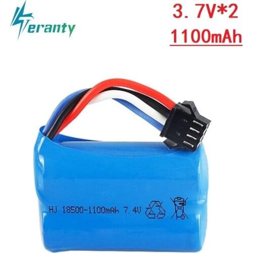 18500 7.4V 1100mAh Lipo battery For UDI 001 UDI001 Huanqi 960 Remote control boat speedboat With SM-4P Plug upgrade 3.7V*2