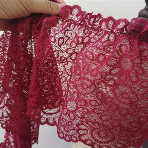 3Yards/lot 20cm Dark Rose Wine Red No Elastic Pleated Mesh Lace Ribbon Bedding/Curtain/Clothes Accessory X562