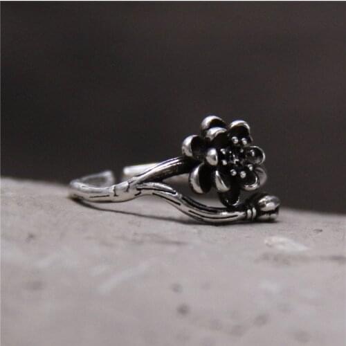 2018 Top Fashion Sale Anel Feminino S925 Pure Restoring Ancient Ways Do Old Vines Flower Ring Thai Personality Open For Women