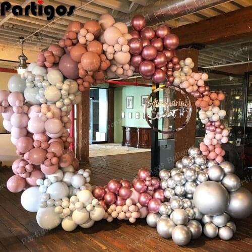 204pcs Retro Coffee Pink Macaron Grey White Balloons Garland Arch Kit Globos Birthday Party Wedding Anniversary Decorations